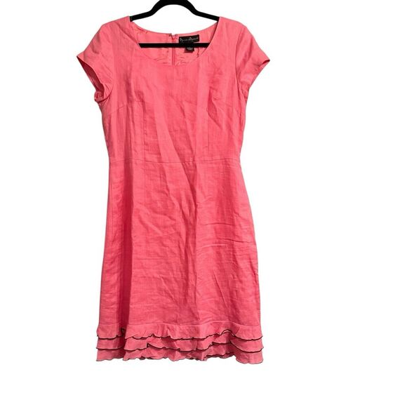 Mercer & Madison Sz 10 Linen Dress‎ Feminine Ruffles Office Cruise - Picture 15 of 15